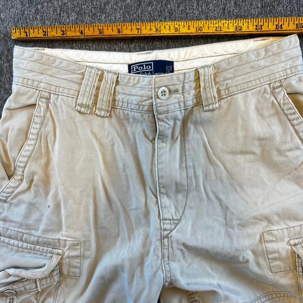 Polo Ralph Lauren Mens Cargo Shorts Beige Casual Outdoor Cotton Size 30‎